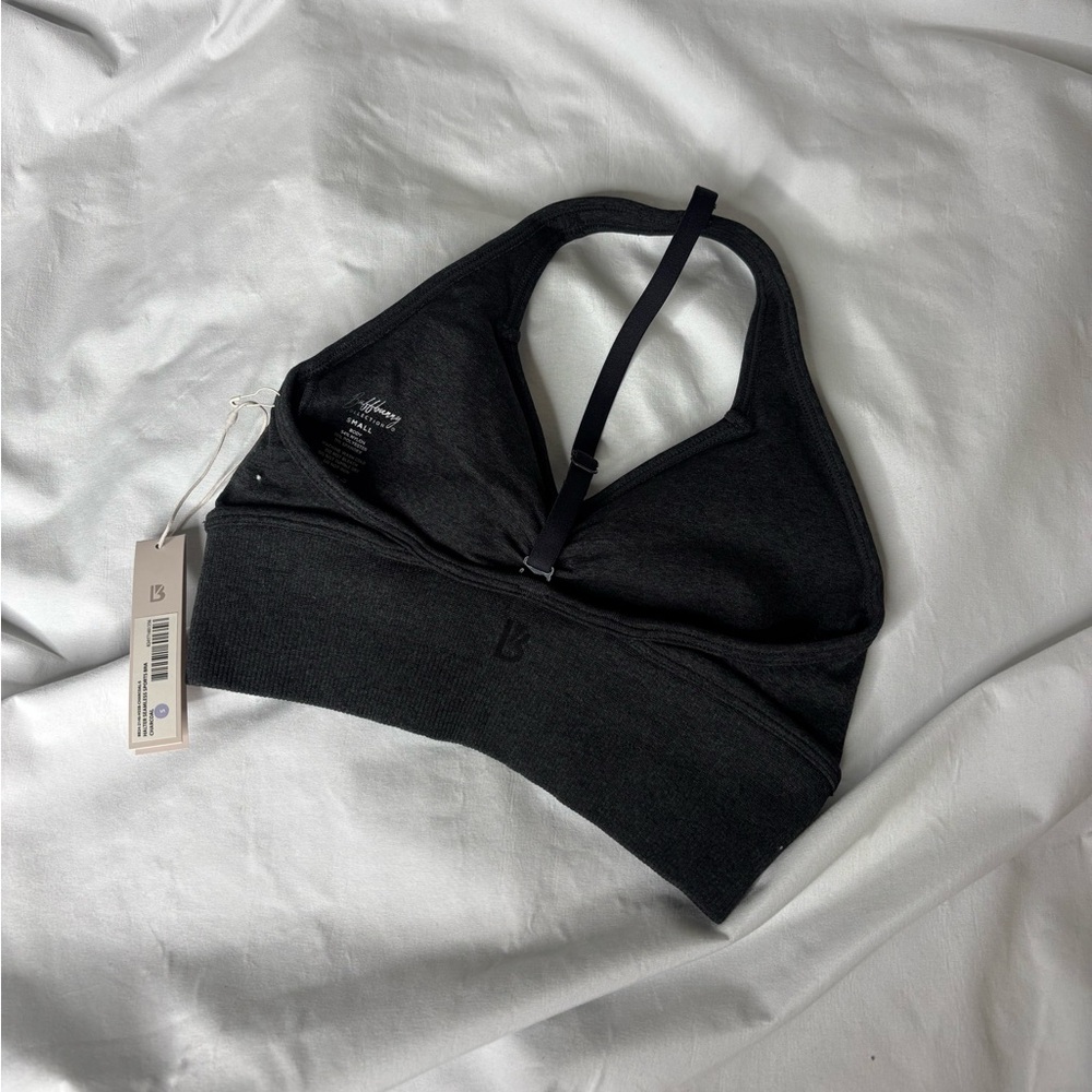 Buffbunny Charcoal Halter Seamless Sports Bra - Picture 2 of 4